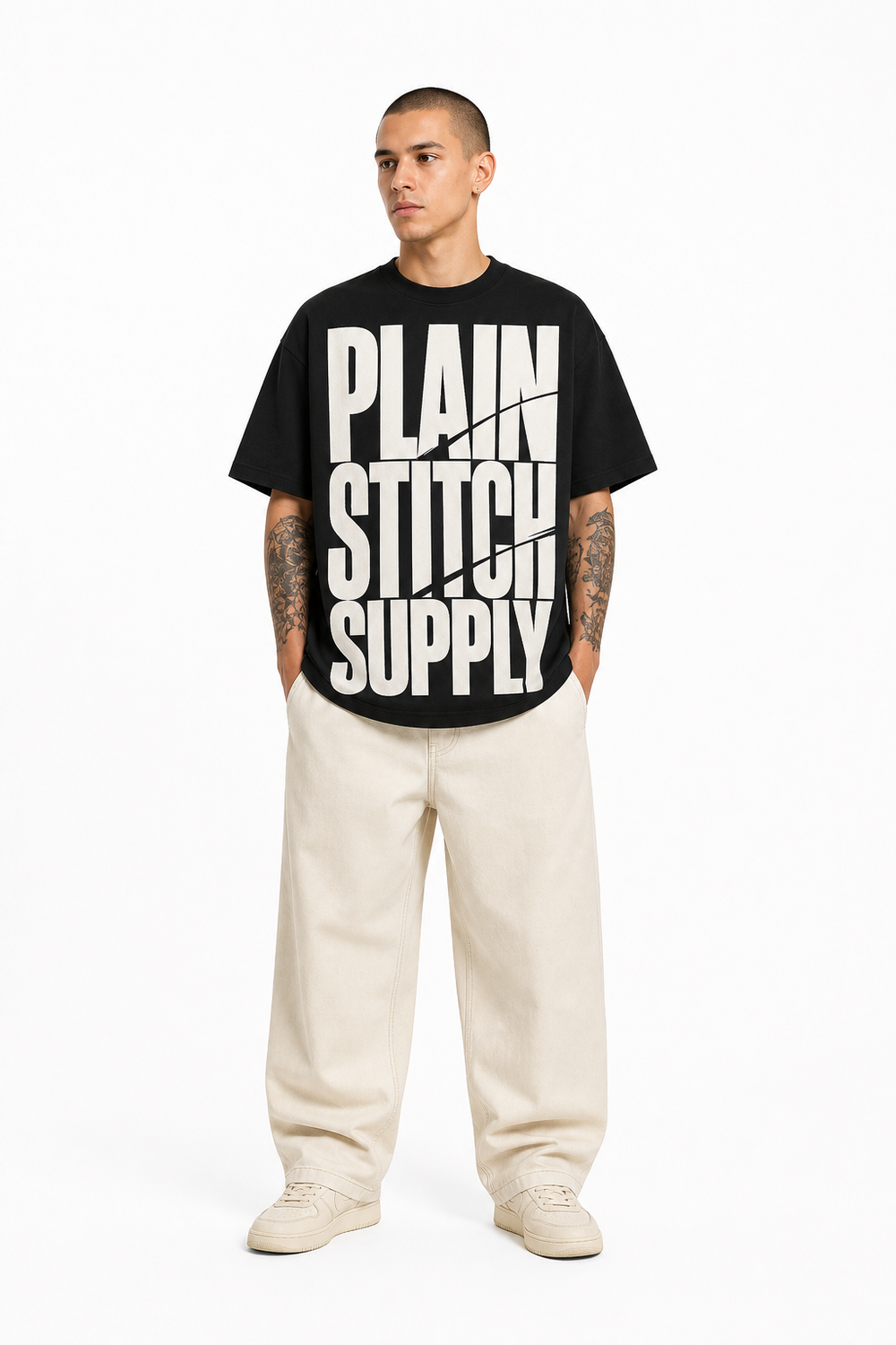 Market Type Tee on model